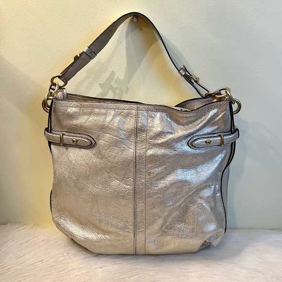 Coach Colette Elevated Metallic Gold Leather Hobo Shoulder Bag - Picture 2 of 9